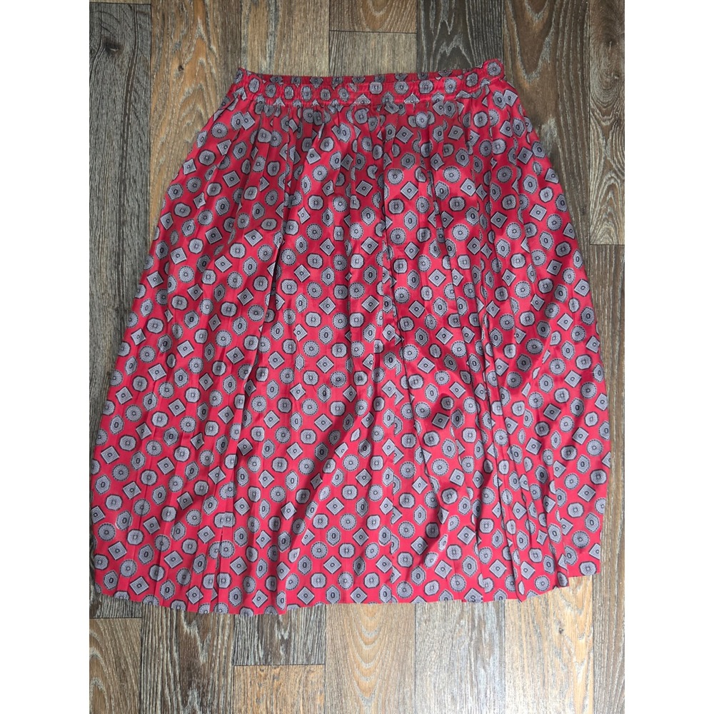 Alfred Dunner Vintage Red Geometric Medallion Pleated Midi Skirt Womens 16 - Picture 3 of 3